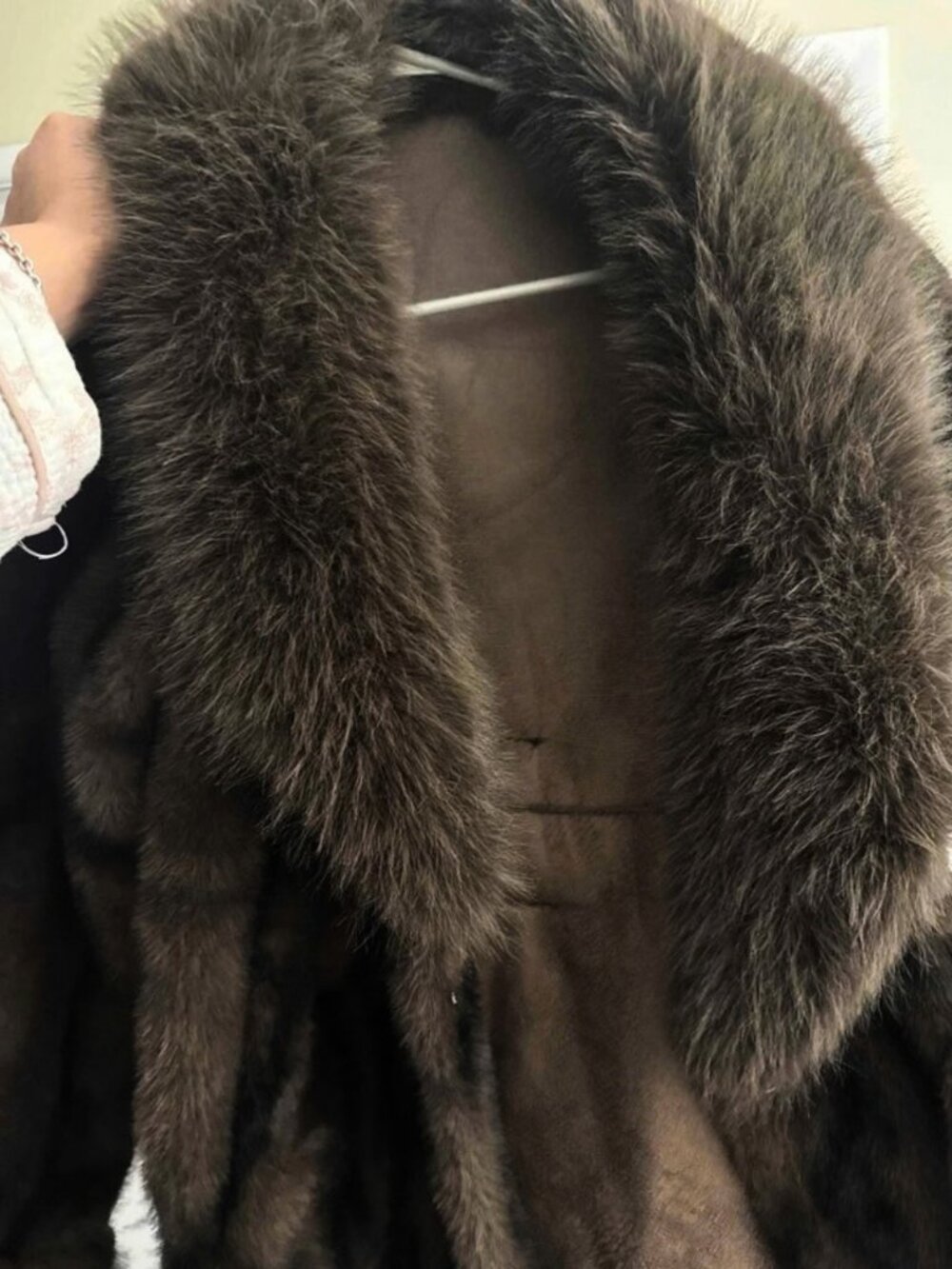 Women's Brown Faux Fur Coat Belted Jacket Plush Winter Lapel Collar - Picture 7 of 7